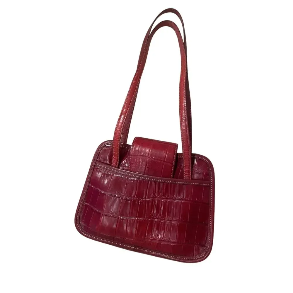 Brighton Red Leather Croc Embossed‎ Tote Bag / Purse